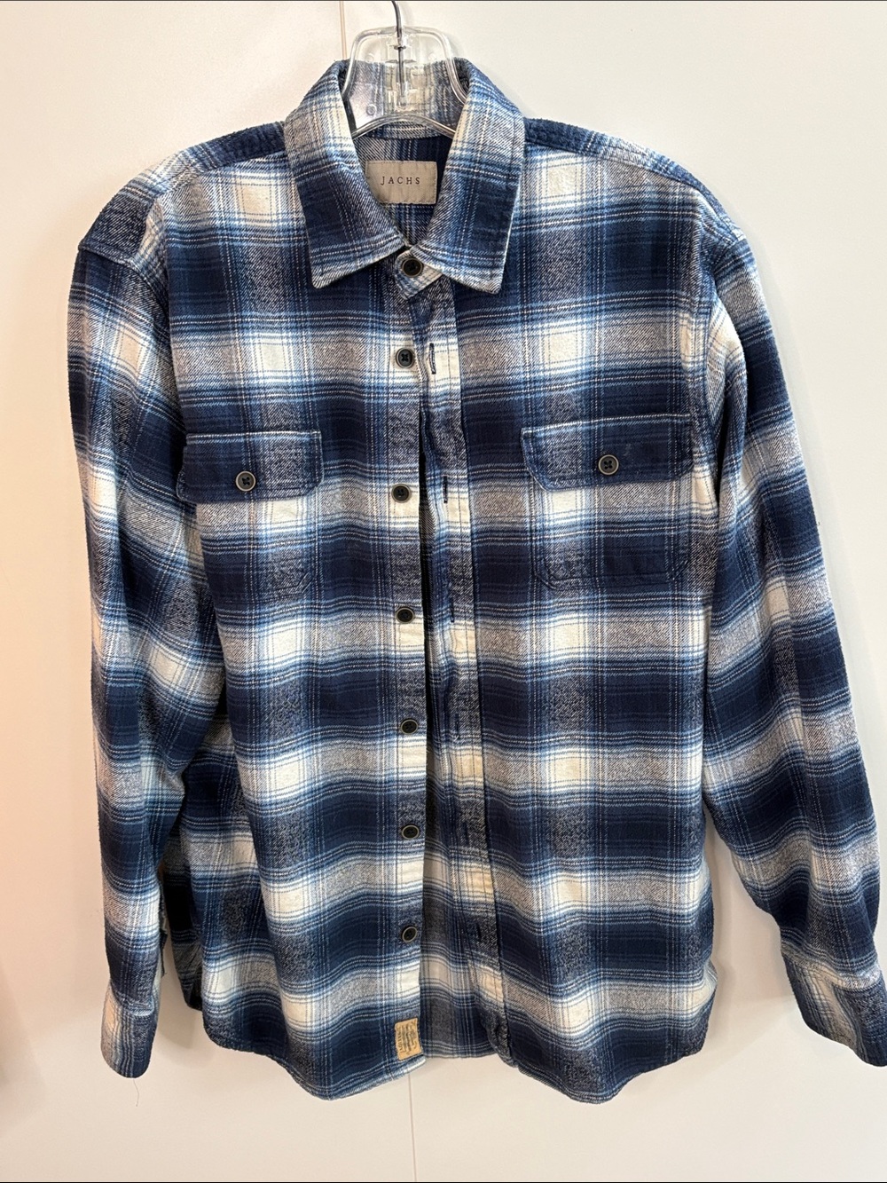 Jachs Blue & White Plaid Flannel Button-Front Shirt